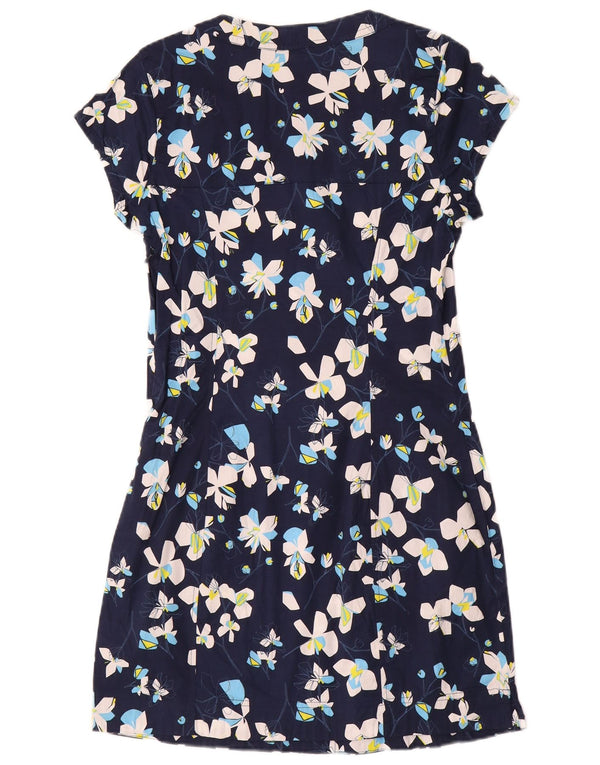 Weird Fish Womens Sheath Dress UK 10 Small Navy Blue Floral Cotton