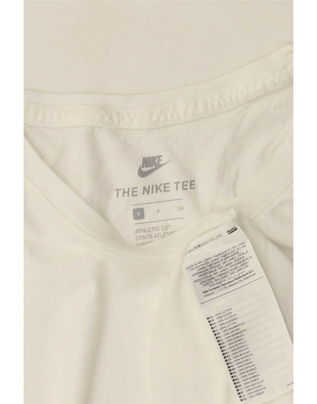 Nike Mens Athletic Cut T-Shirt Top Small White Cotton
