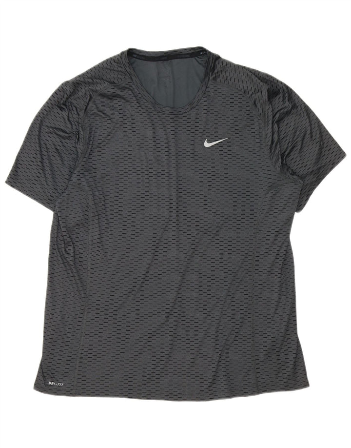 NIKE Mens Dri Fit T-Shirt Top XL Grey Flecked Polyester