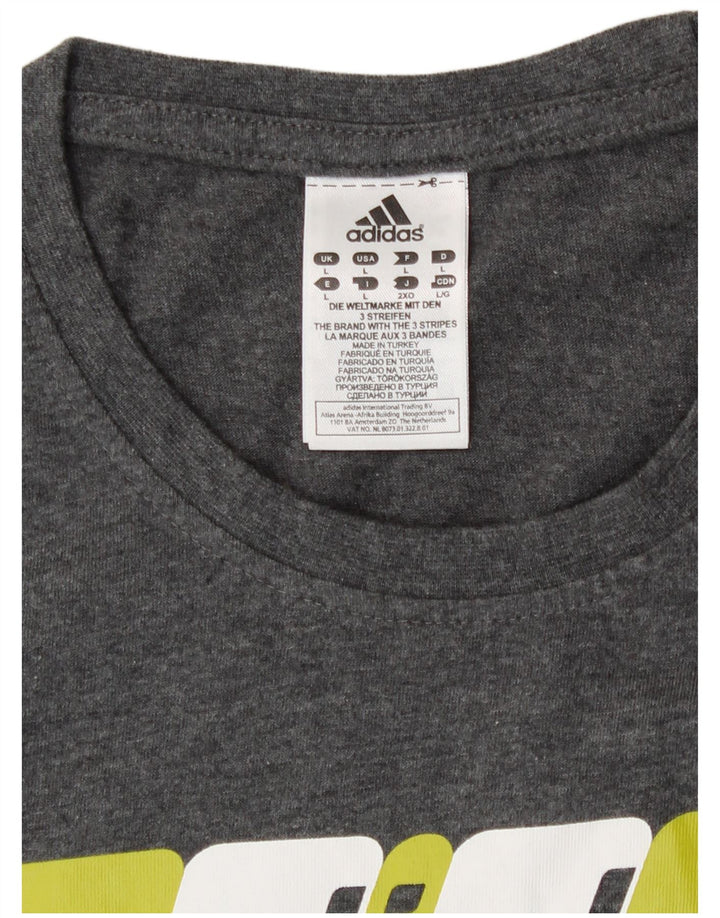 Adidas Mens Graphic T-Shirt Top Large Grey Cotton