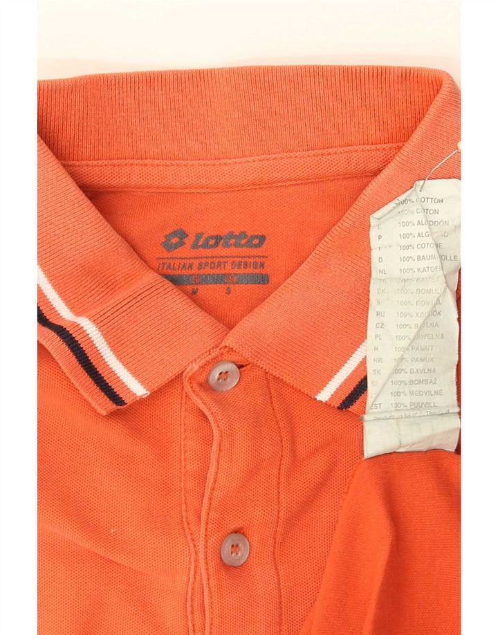 Lotto Mens Polo Shirt Medium Orange Striped Cotton