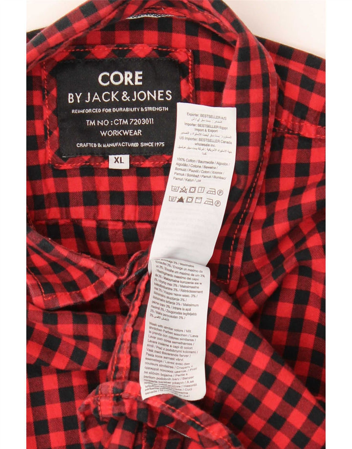 Jack & Jones Mens Shirt XL Red Gingham Cotton