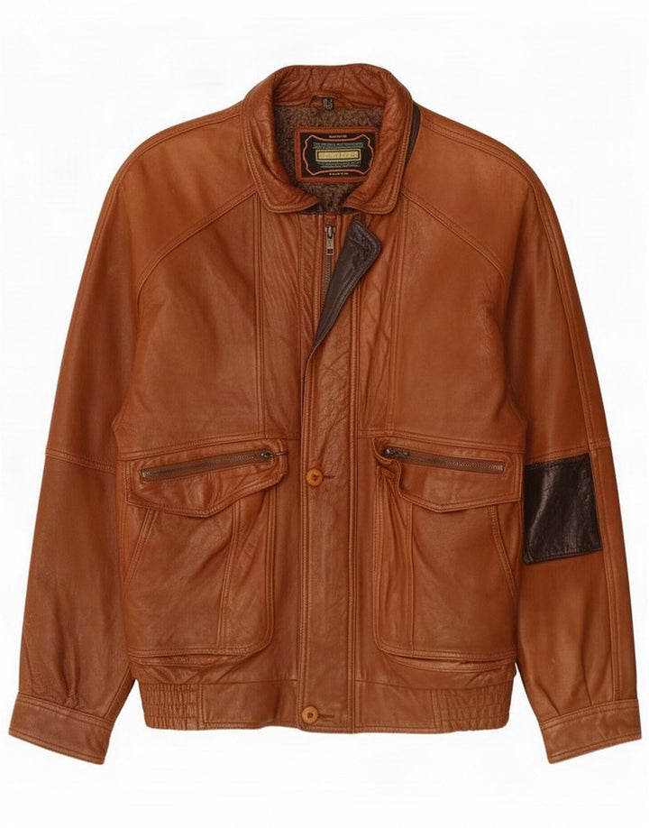 Kartel Mens Leather Jacket UK 40 Large Brown