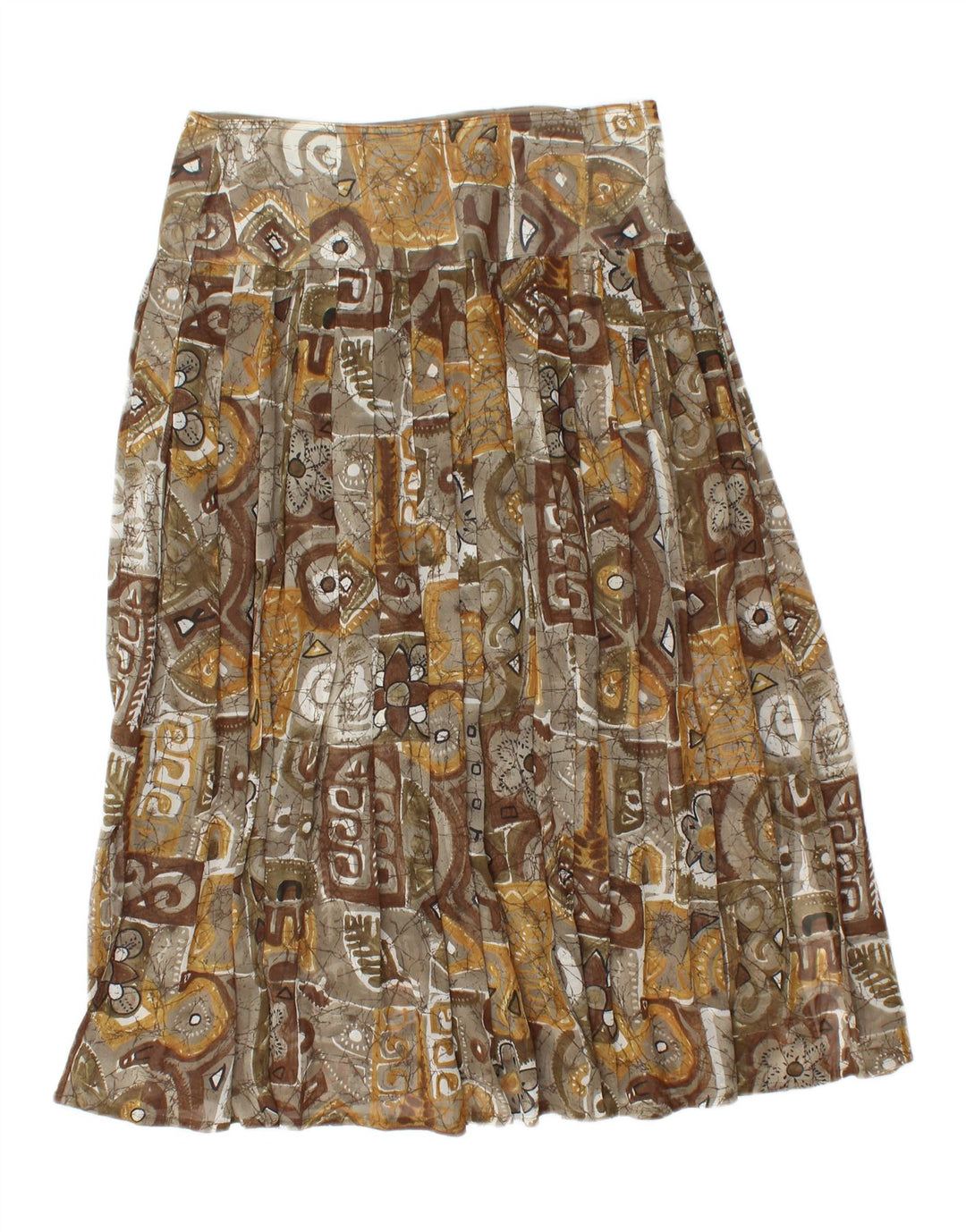 Vintage Womens Pleated Skirt W30 Medium Brown Patchwork