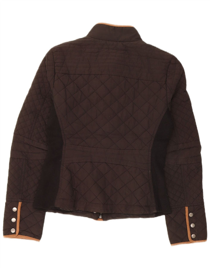 Zara Womens Quilted Jacket UK 12 Medium Brown Polyester