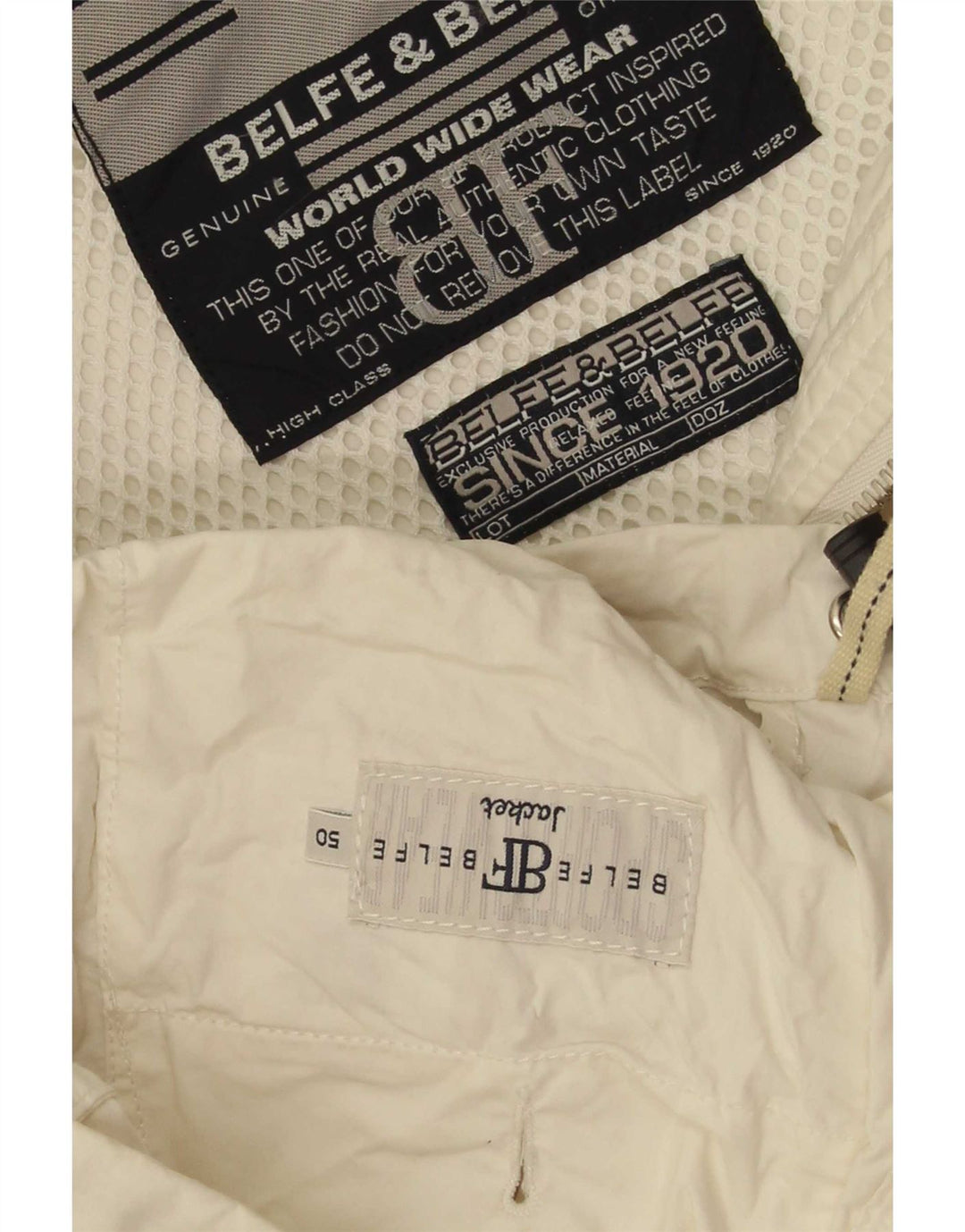 Belfe & Mens Rain Jacket IT 50 Large White