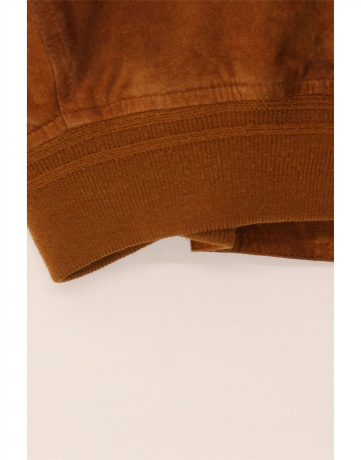 Vintage Mens Suede Bomber Jacket IT 52 XL Brown Leather