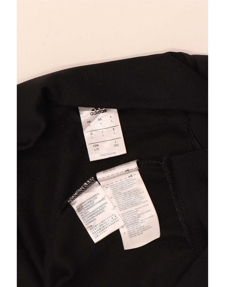 Adidas Mens Tracksuit Top Jacket Large Black Colourblock Polyester