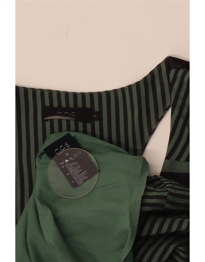 Cos Womens Sleeveless Shift Dress EU 38 Medium Green Striped Viscose