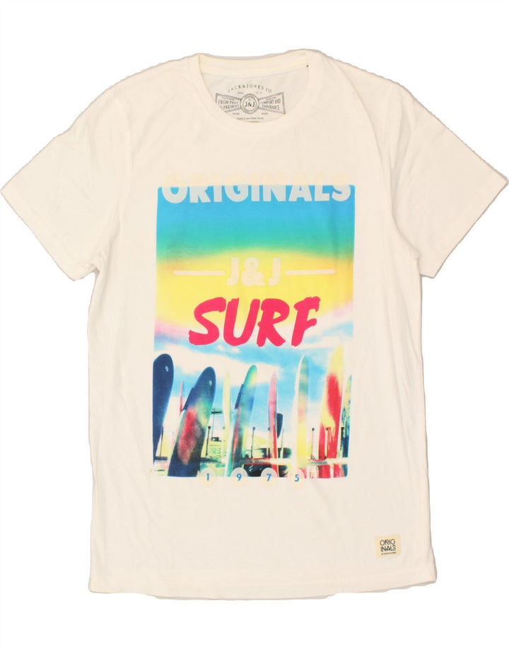 JACK & JONES Mens Graphic T-Shirt Top Small White | Vintage Jack & Jones | Thrift | Second-Hand Jack & Jones | Used Clothing | Messina Hembry 