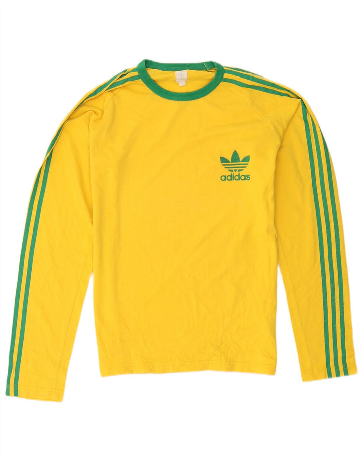 Adidas Mens Top Long Sleeve Medium Yellow Cotton