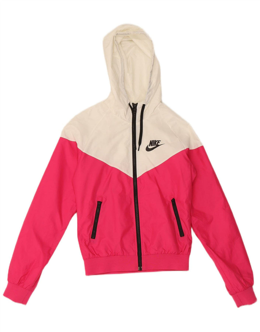 Nike Womens Hooded Rain Jacket UK 10 Small Pink Colourblock Polyester