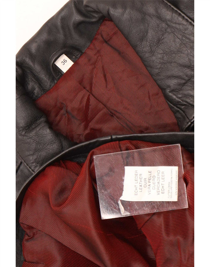 Vintage Womens Oversized Leather Jacket EU 36 Small Black Leather