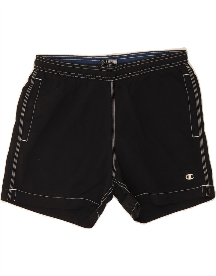 CHAMPION Mens Graphic Swimming Shorts Small Black Vintage Champion and Second-Hand Champion from Messina Hembry 