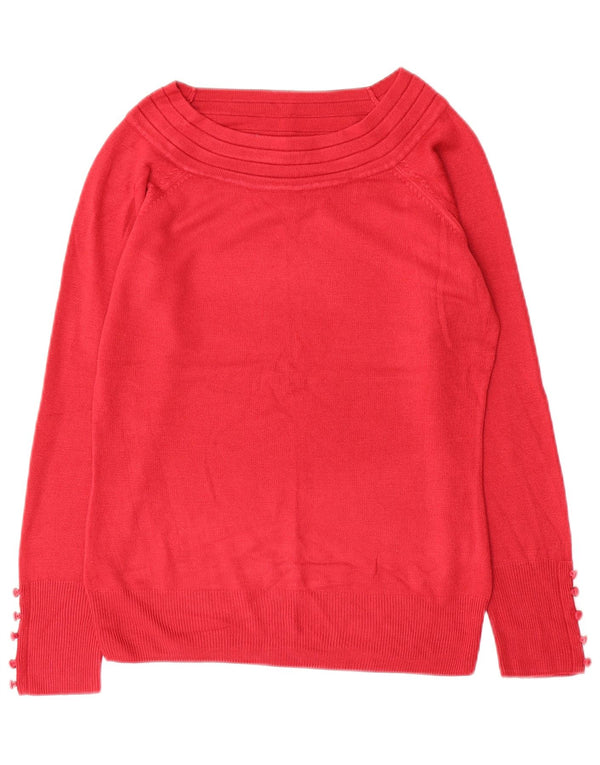Marks & Spencer Womens Boat Neck Jumper Sweater UK 10 Small Red Acrylic