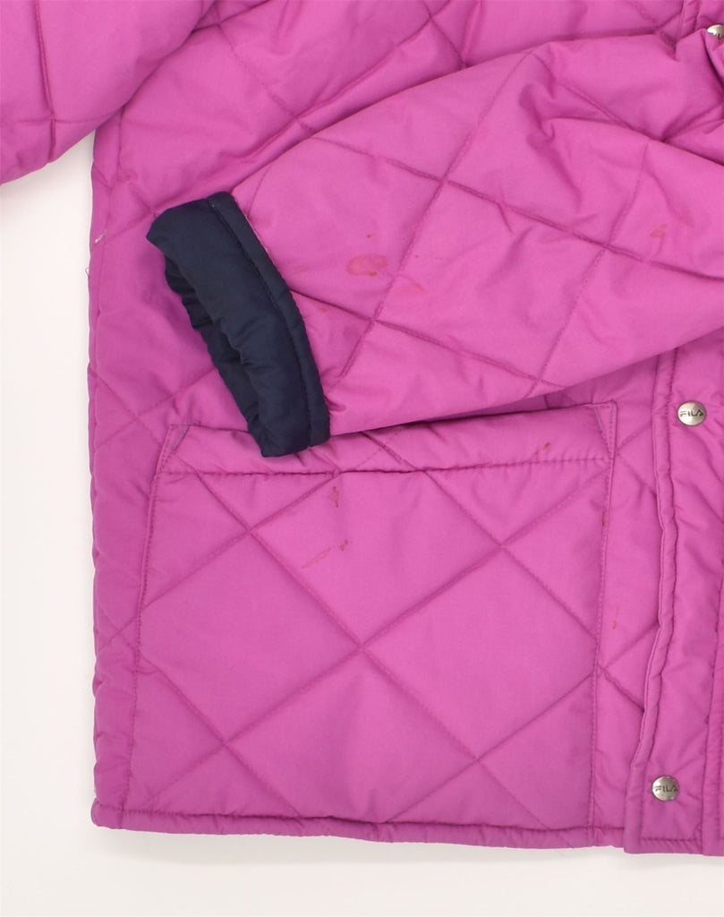 FILA Womens Quilted Jacket UK 14 Medium Pink Polyester | Vintage Fila | Thrift | Second-Hand Fila | Used Clothing | Messina Hembry 