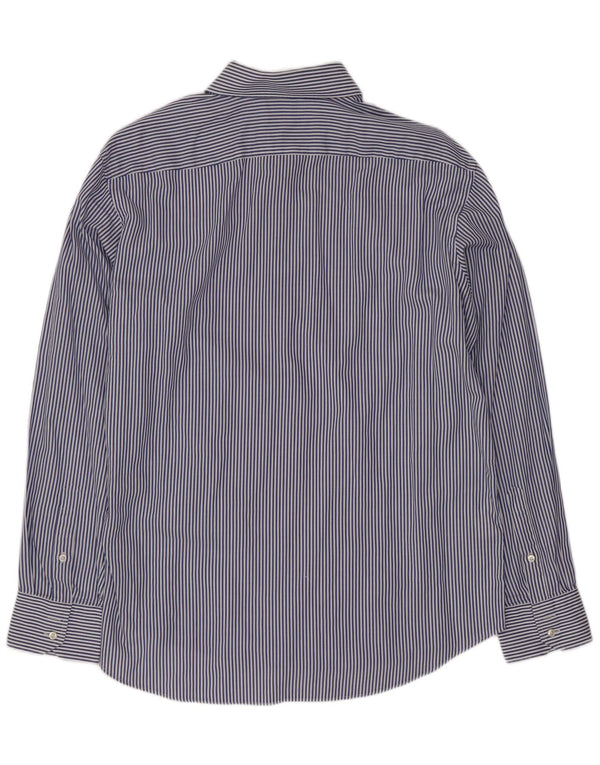 Hugo Boss Mens Shirt Size 43 17 XL Blue Pinstripe Cotton