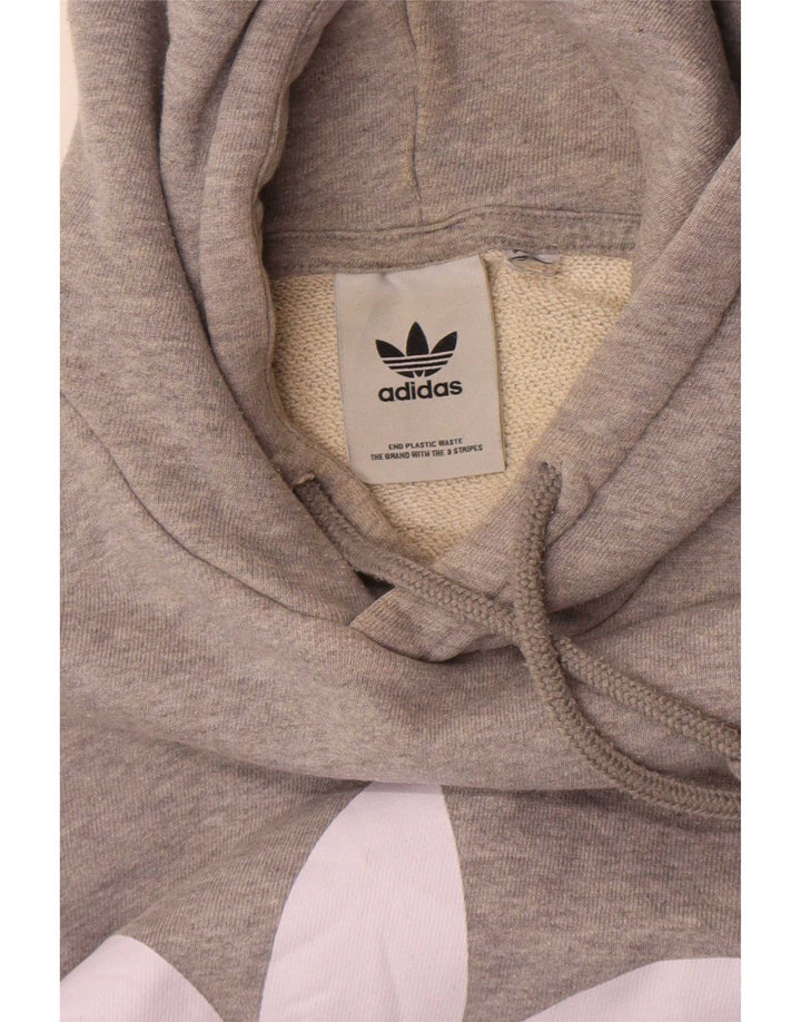 Adidas Mens Graphic Hoodie Jumper Medium Grey Flecked