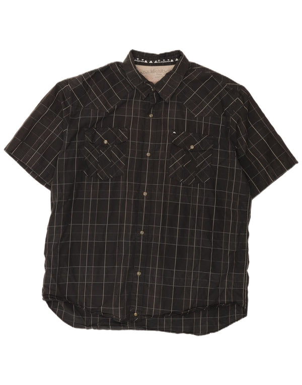 Quiksilver Mens Short Sleeve Shirt XL Black Check Cotton