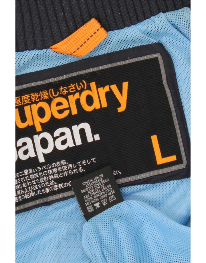 Superdry Womens Rain Jacket UK 14 Large Navy Blue Nylon