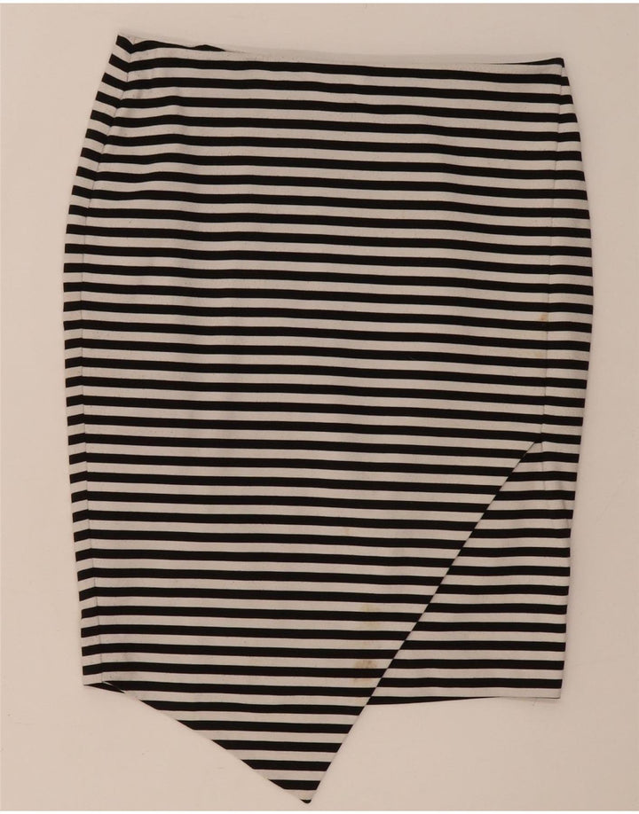 Marks & Spencer Womens Asymmetrical Skirt UK 14 Large W34 Black Striped