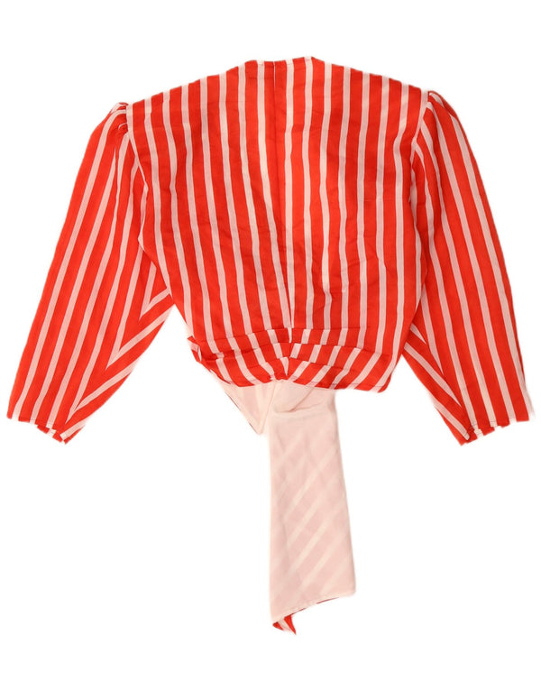 Vintage Womens Front Tie 3/4 Sleeve Blouse Top IT 44 Medium Red Striped