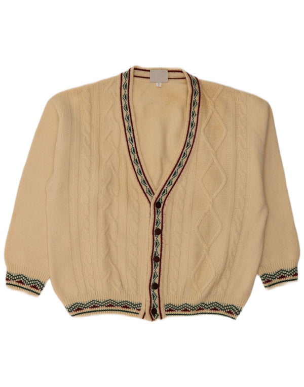 Vintage Mens Cardigan Sweater IT 52 Large Beige Wool
