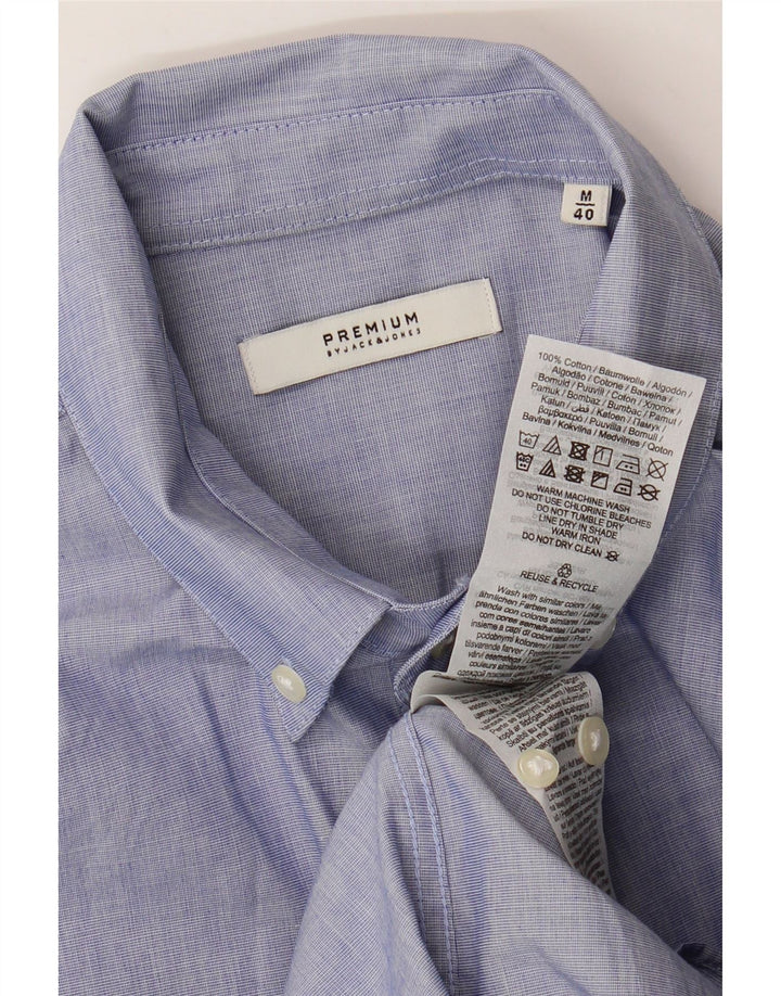 Jack & Jones Mens Shirt Size 40 Medium Blue Cotton