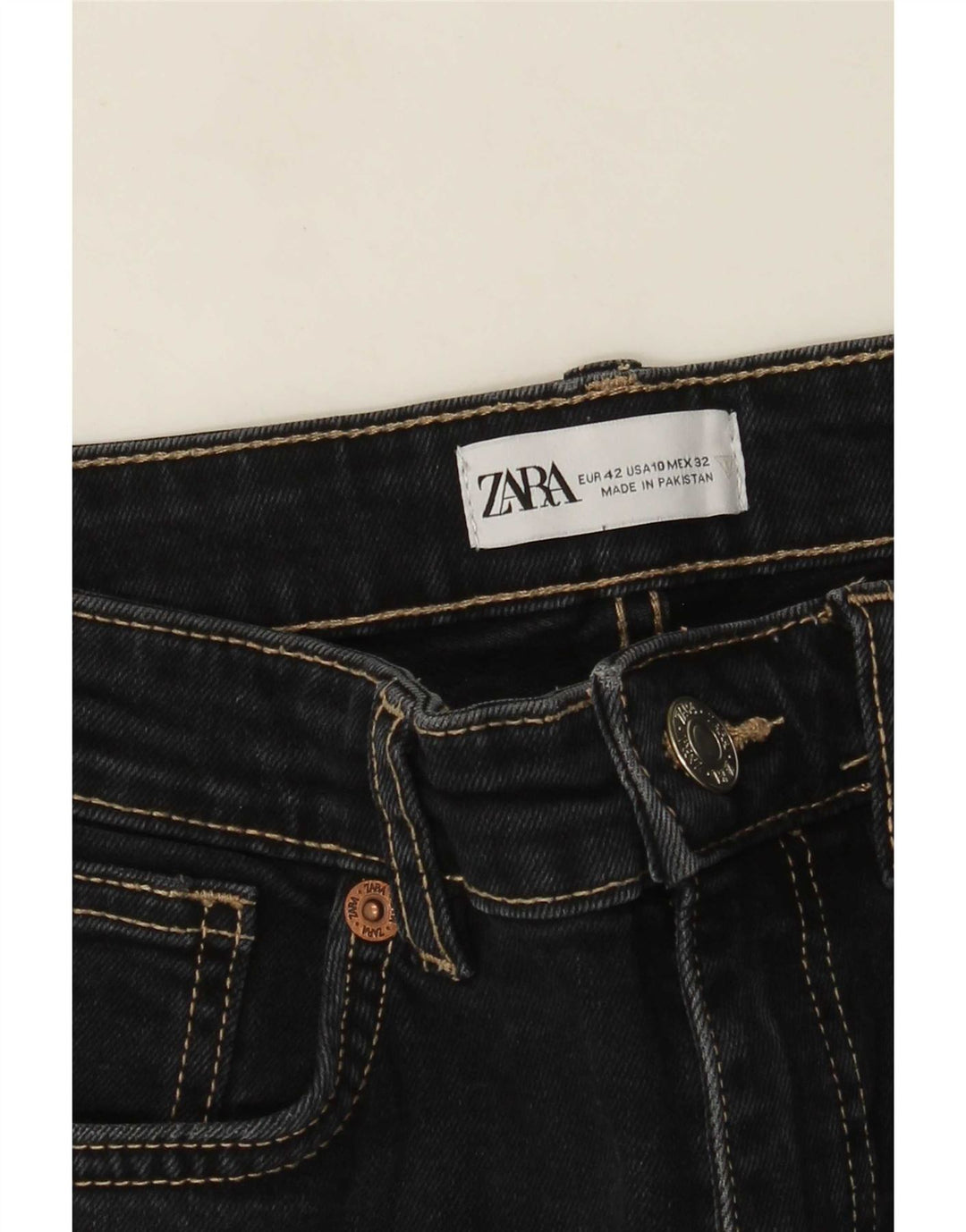Zara Womens Crop Bootcut Jeans EU 42 Large W32 L26 Black