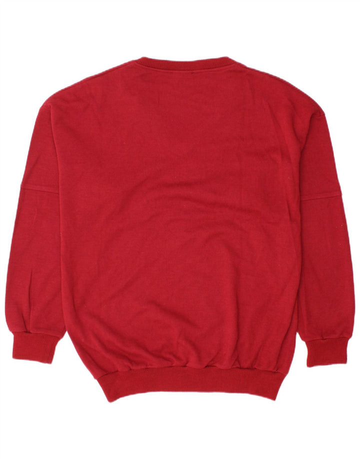 VINTAGE Mens V-Neck Jumper Sweater Large Red Polyacrylic