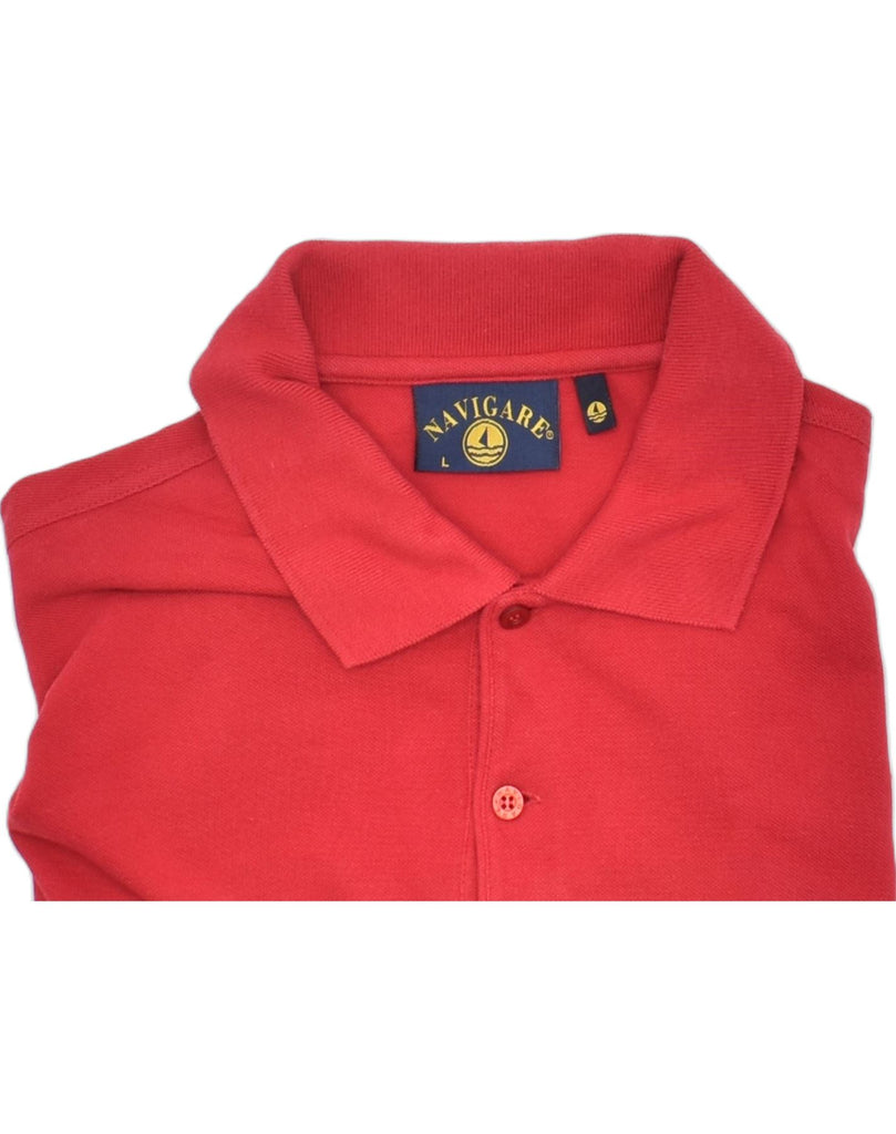 NAVIGARE Mens Polo Shirt Large Red Cotton | Vintage | Thrift | Second-Hand | Used Clothing | Messina Hembry 