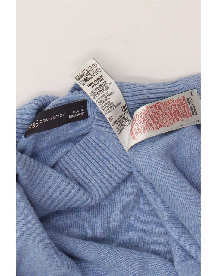 Marks & Spencer Womens Turtle Neck Jumper Sweater UK 16 Large Blue
