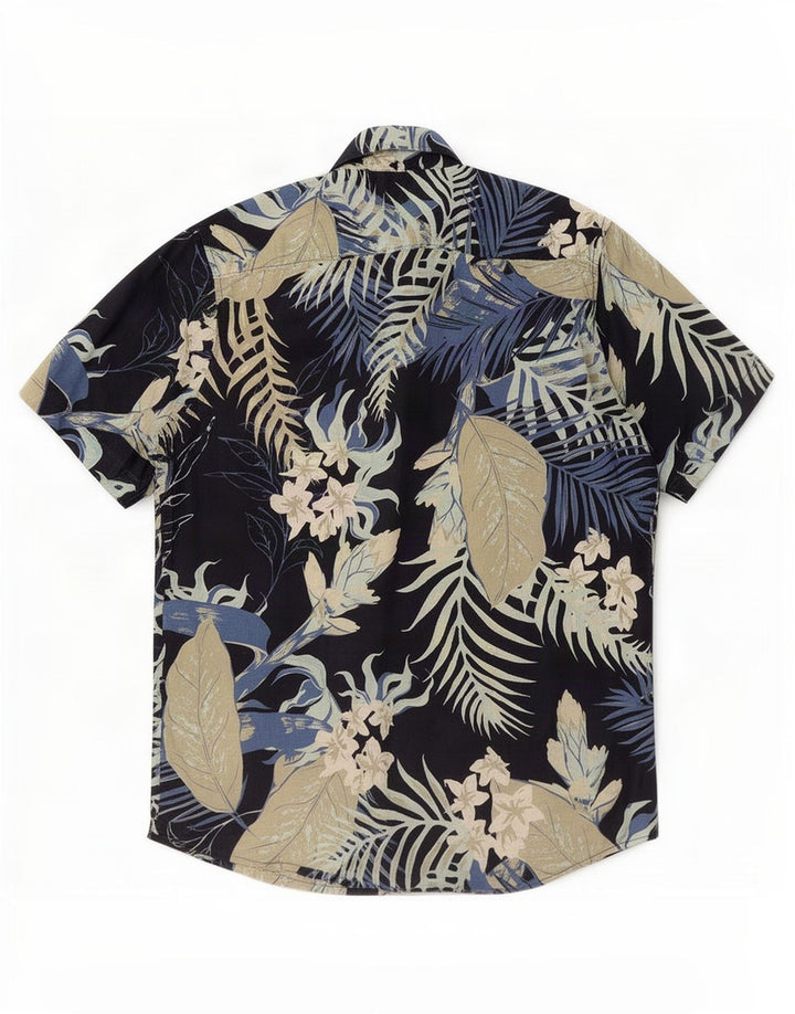 Lerros Mens Short Sleeve Shirt Medium Navy Blue Floral Cotton