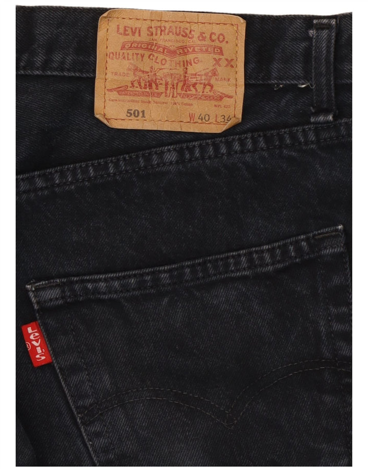 Levi's Mens 501 Straight Jeans W40 L26 Black Cotton