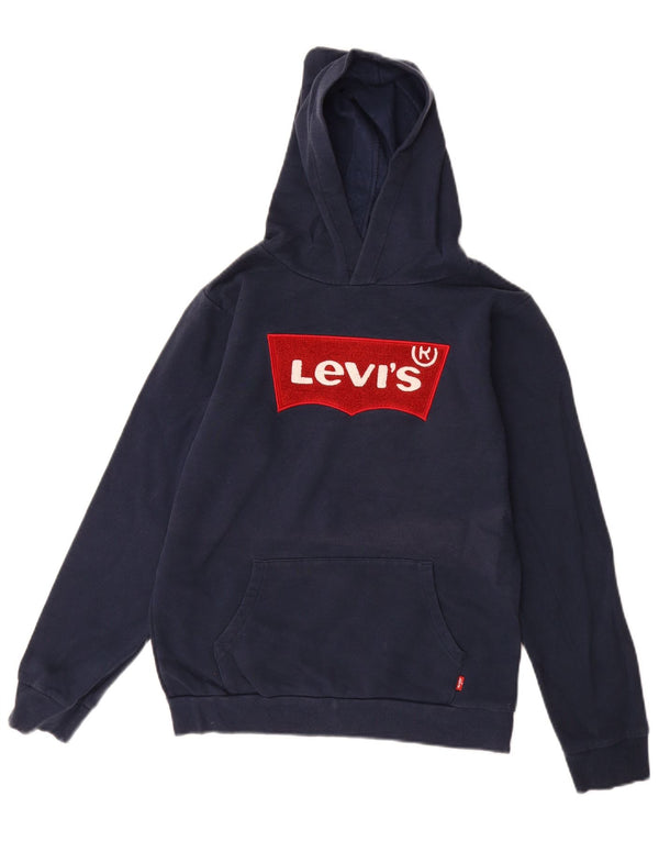 Levi's Boys Graphic Hoodie Jumper 13-14 Years XL Navy Blue Cotton