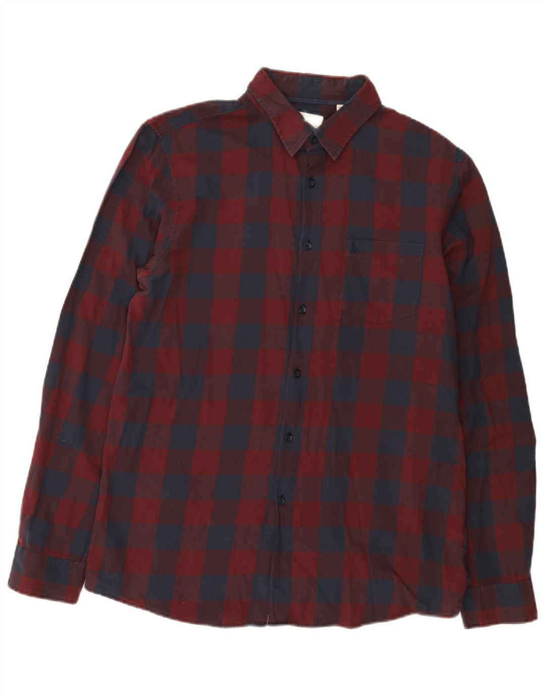 Jack Wills Mens Classic Fit Shirt Medium Burgundy Gingham Cotton