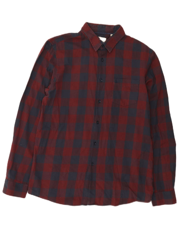 Jack Wills Mens Classic Fit Shirt Medium Burgundy Gingham Cotton