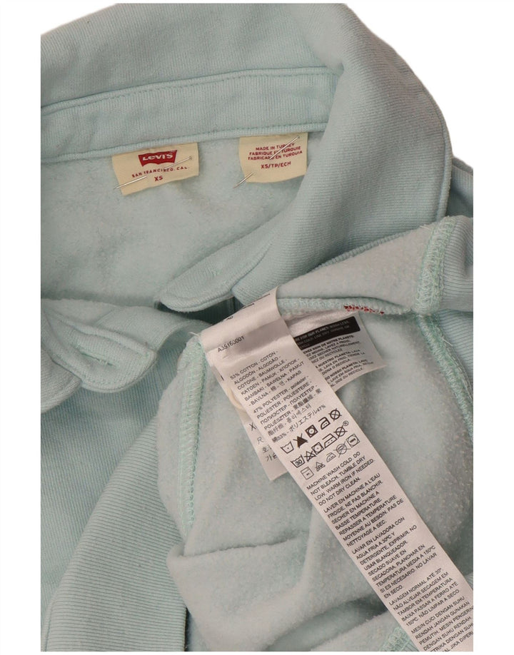 LEVI'S Womens Oversized Crop Polo Neck Sweatshirt Jumper UK 6 XS Blue