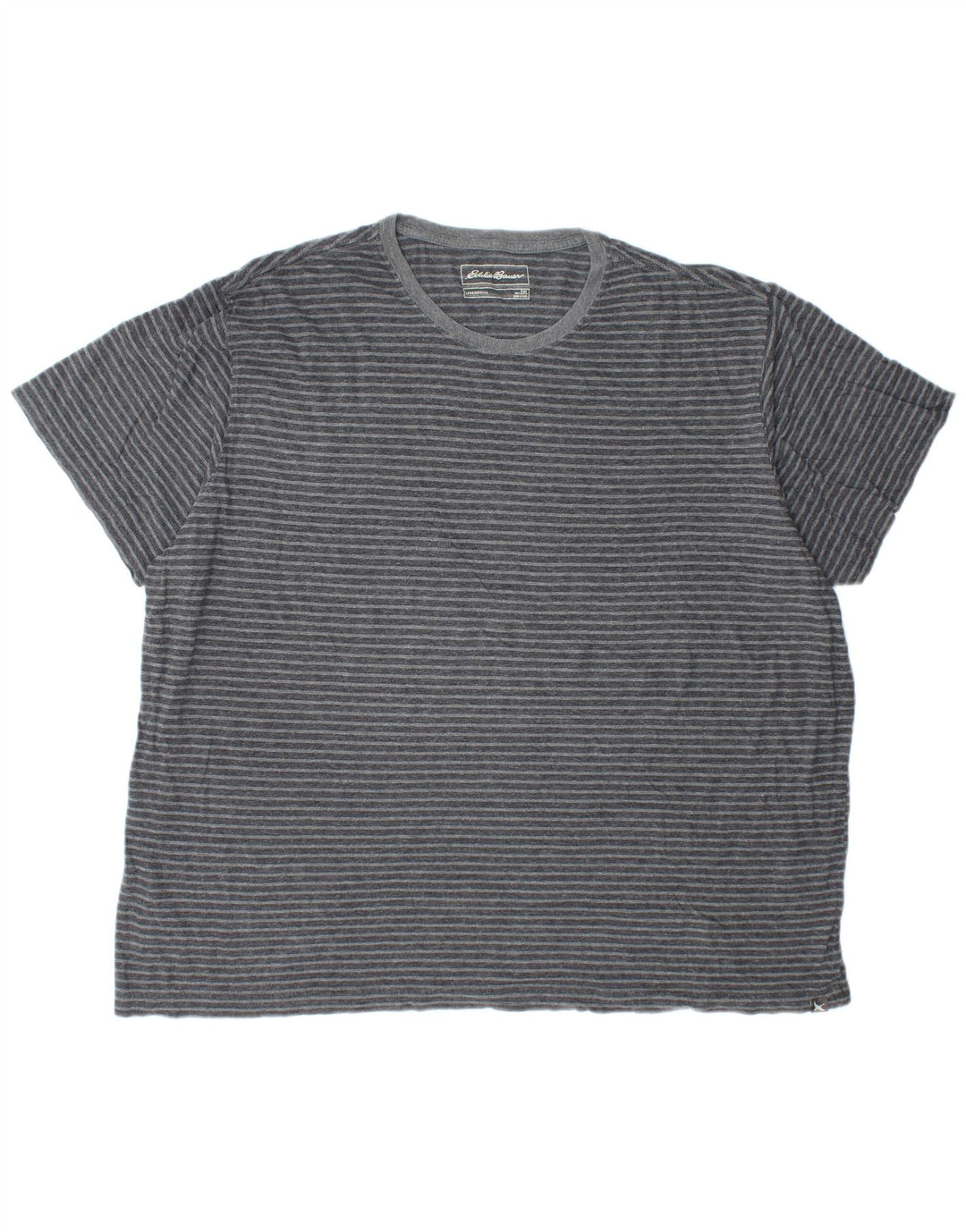 EDDIE BAUER Mens T-Shirt Top 2XL Grey Striped Cotton