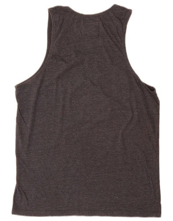CHAMPION Mens Graphic Vest Top Small Grey Cotton