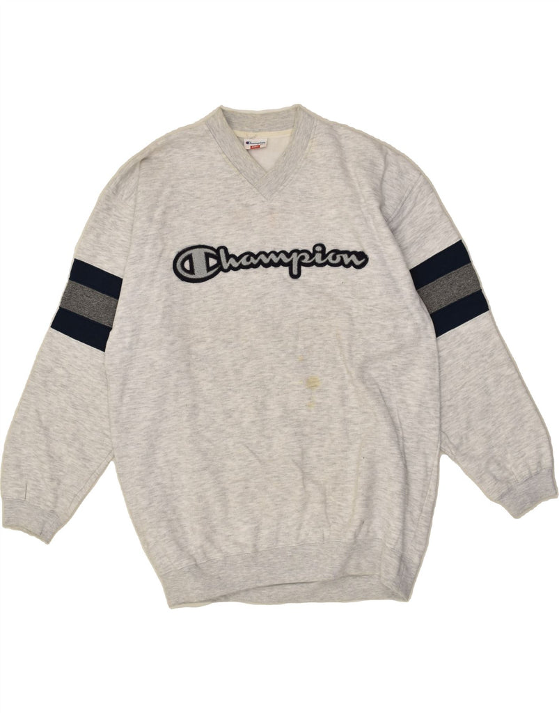 CHAMPION Mens Graphic Sweatshirt Jumper Small Grey Cotton | Vintage Champion | Thrift | Second-Hand Champion | Used Clothing | Messina Hembry 