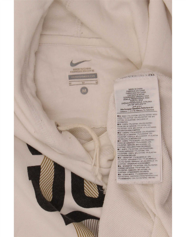 Nike Womens Graphic Hoodie Jumper UK 14 Medium White Cotton
