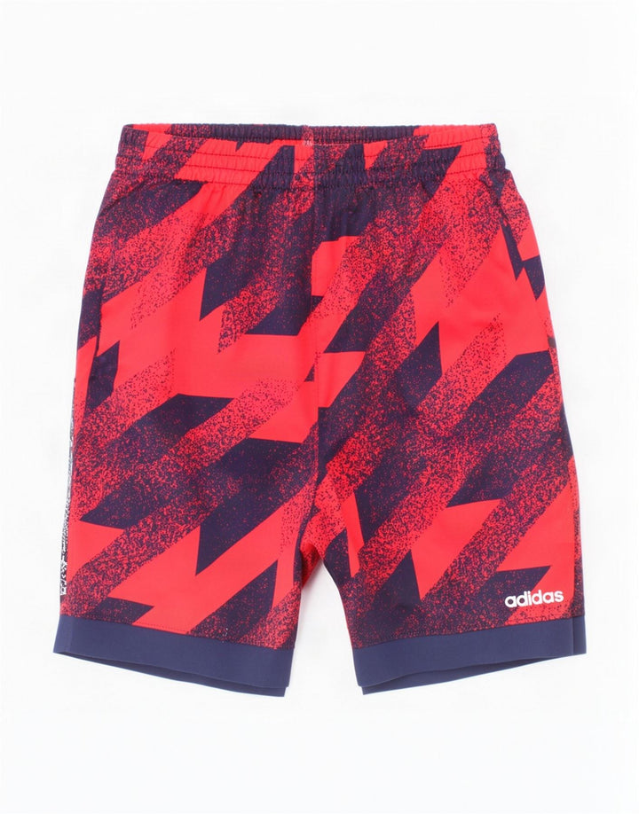 Adidas Boys Climalite Sport Shorts 6-7 Years Red Geometric Polyester
