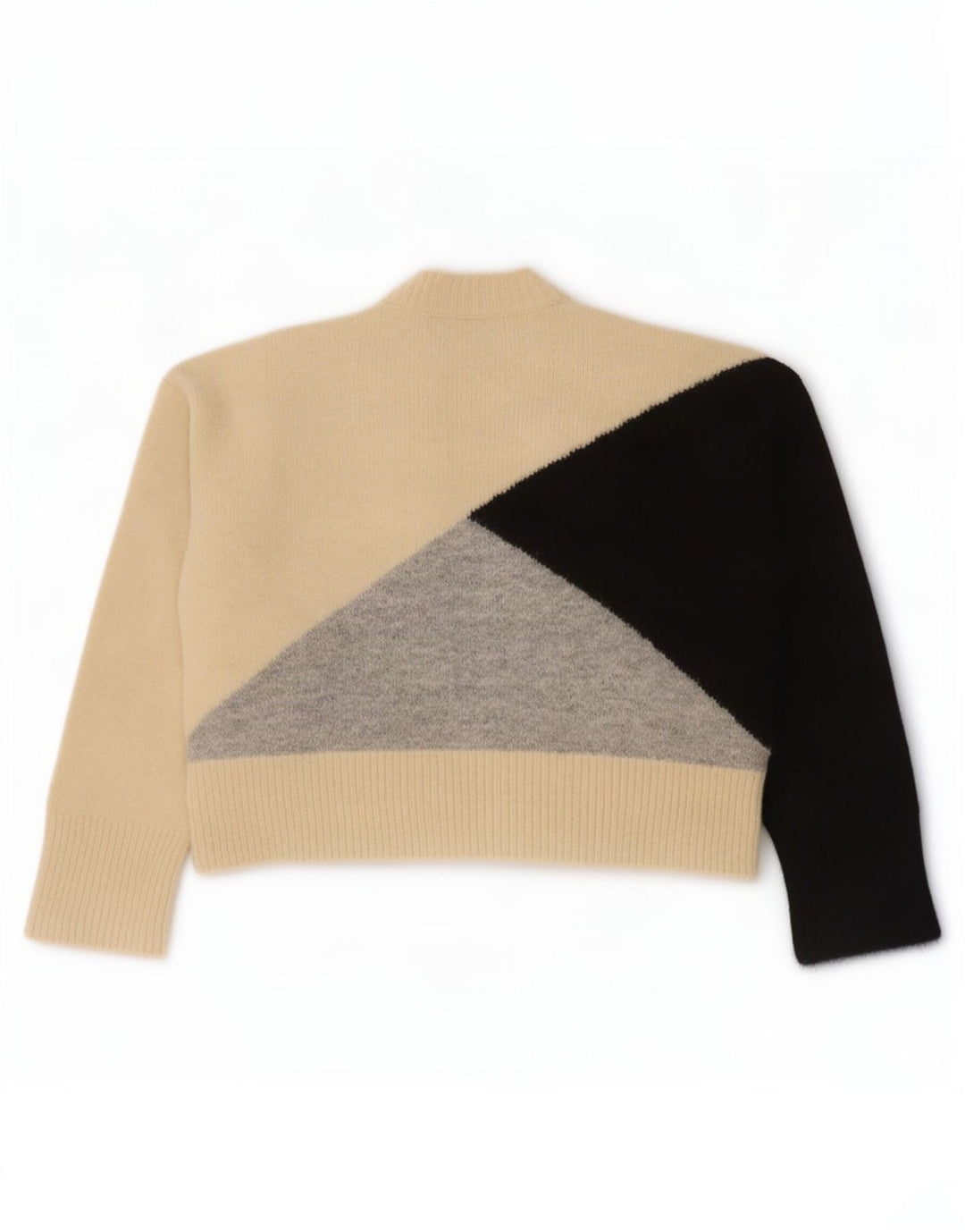Zara Womens Turtle Neck Jumper Sweater UK 14 Medium Beige Colourblock