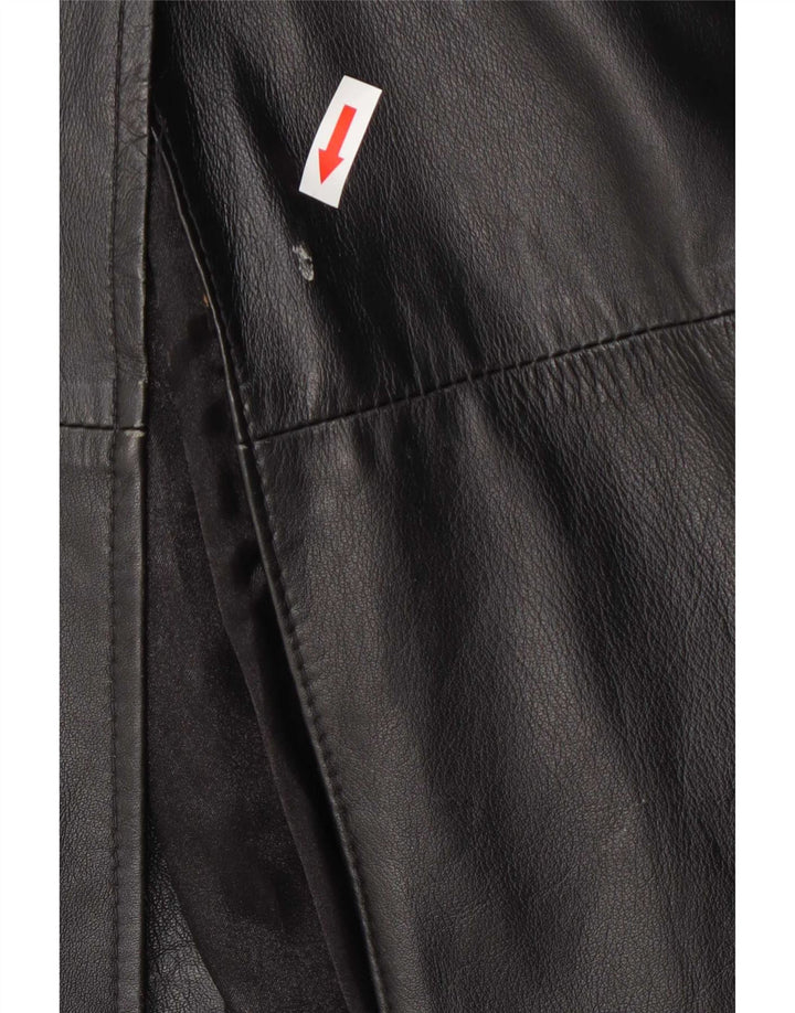 Calculus Womens Long Loose Fit Leather Coat UK 4 XS Black