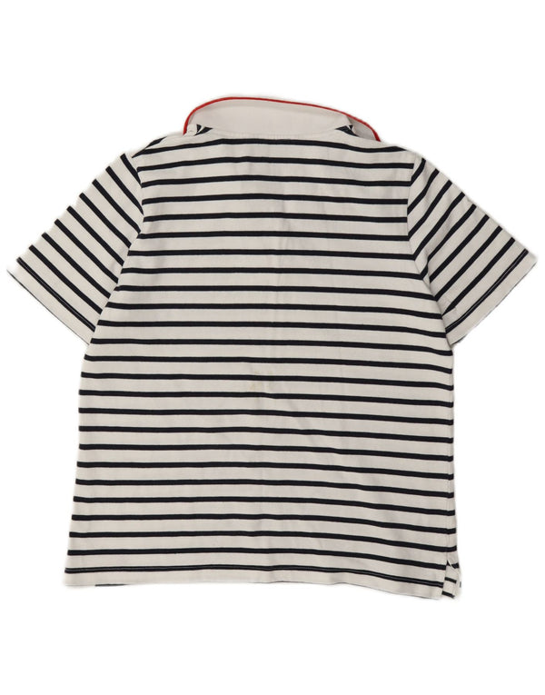 Crew Clothing Womens Polo Shirt UK 12 Medium White Striped Cotton