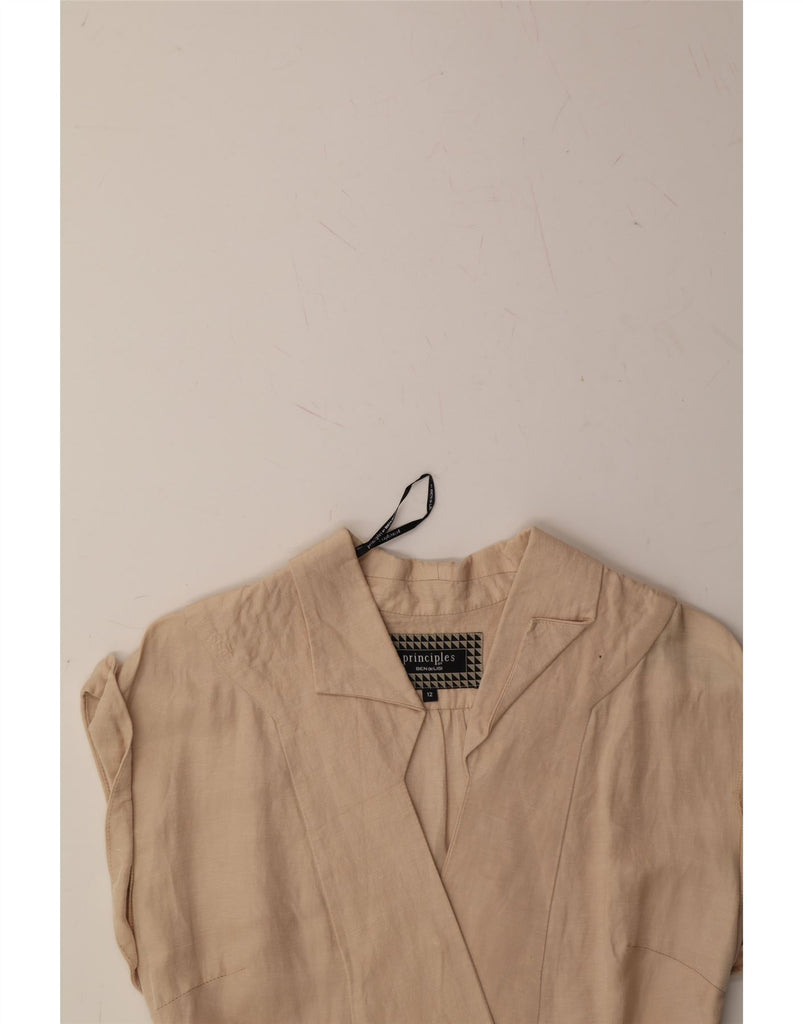 PRINCIPLES Womens Sleeveless A-Line Dress UK 12 Medium Beige Linen Vintage Principles and Second-Hand Principles from Messina Hembry 