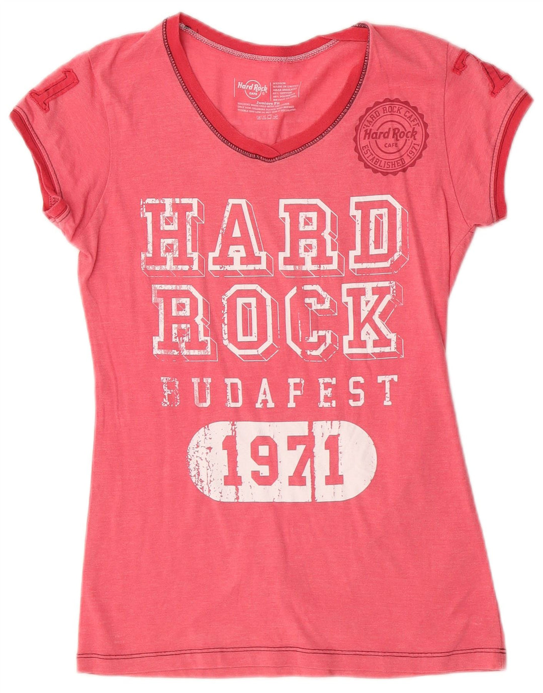 Hard Rock Cafe Womens Short Sleeve Graphic T-Shirt Top UK 12 Medium Pink