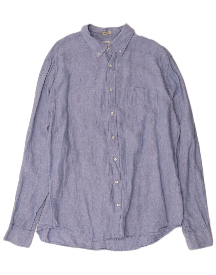 J. Crew Mens Tall Classic Fit Shirt XL Blue Linen