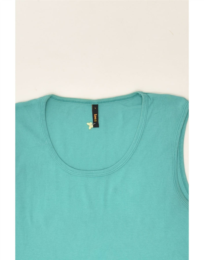 LEE Womens Slim Crop Vest Top UK 14 Large Turquoise | Vintage Lee | Thrift | Second-Hand Lee | Used Clothing | Messina Hembry 